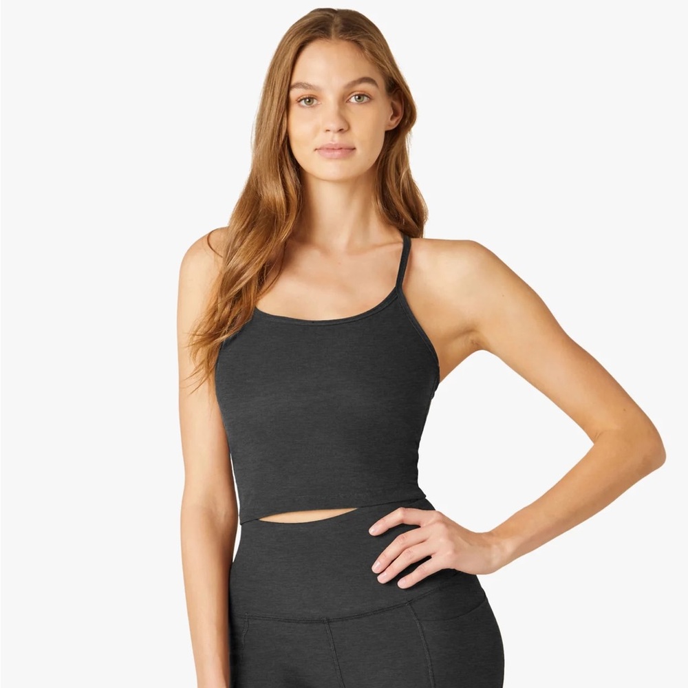 NWT Beyond Yoga Spacedye Slim Racerback Cropped Tank Size: M, Darkest Night